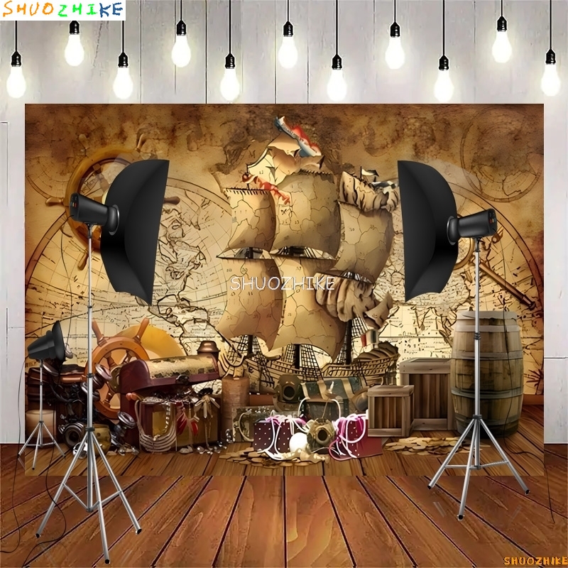 Photography Mapped - Retro Pirate Treasure Map Backdrop for