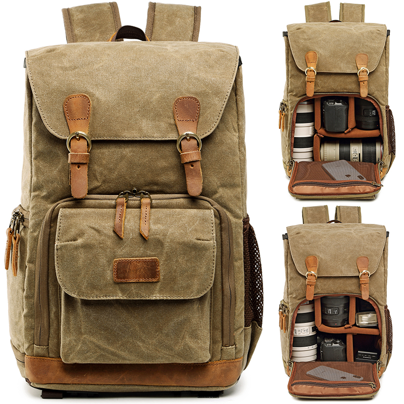 Camera Bag Waterproof - Vintage Batik Canvas Camera Backpack Travel