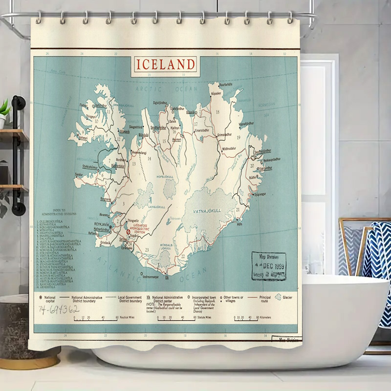 Photography Mapped - Iceland Map Shower Curtain Vintage World