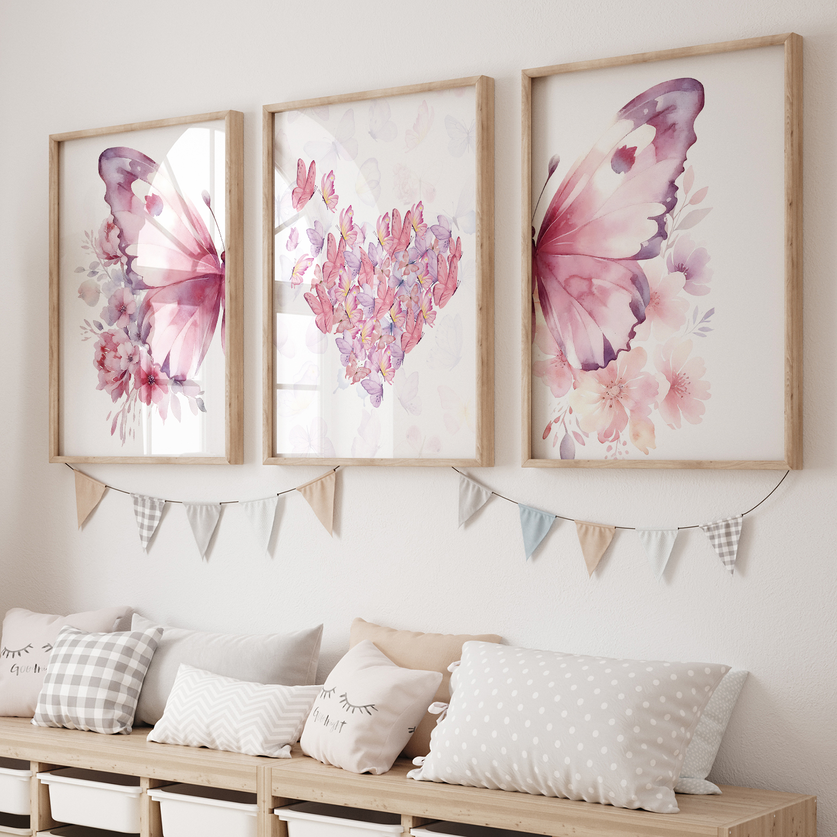 Photography Interior - 3pcs Cartoon Children Pink Love Butterfly