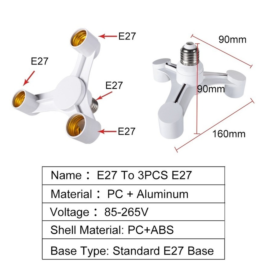 Bulbs Socket 3In1 E27 to E27 e - Photography Bulb 评论和价格