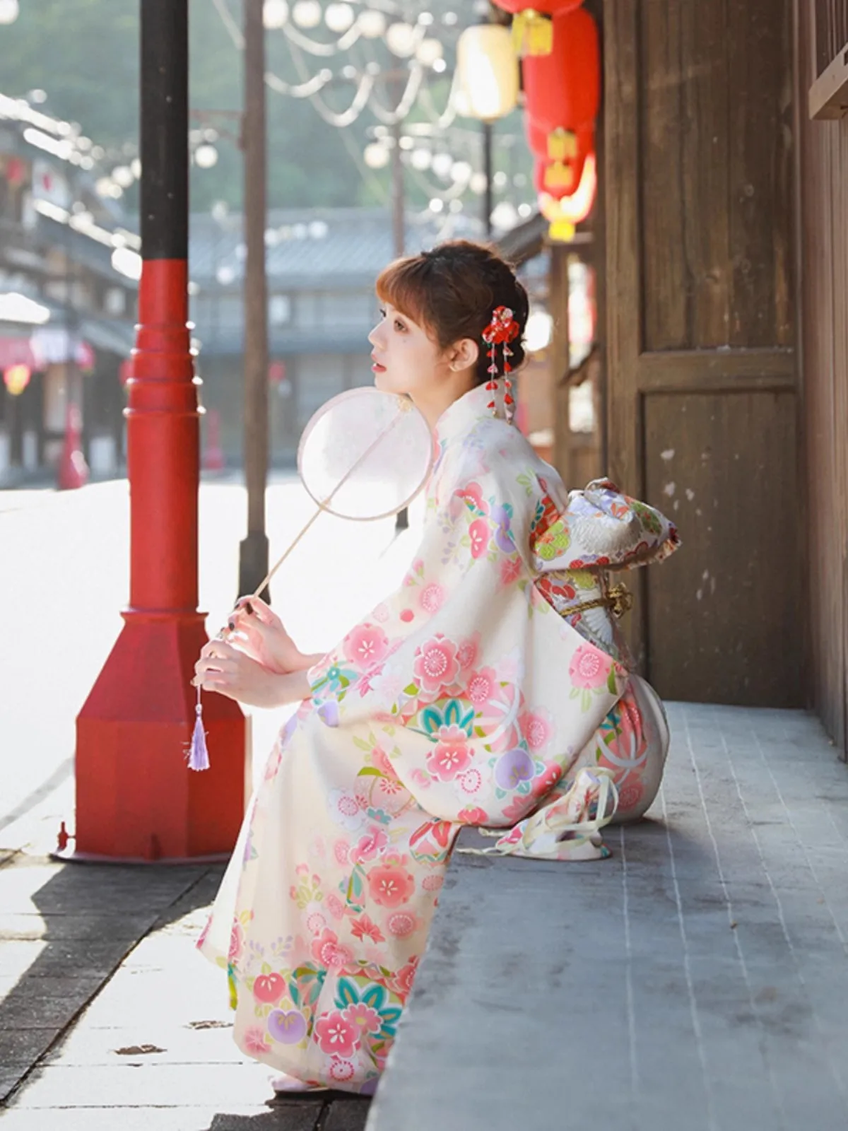 Women Modified Kimono with Han - Photography Yellow Light 评论和价格