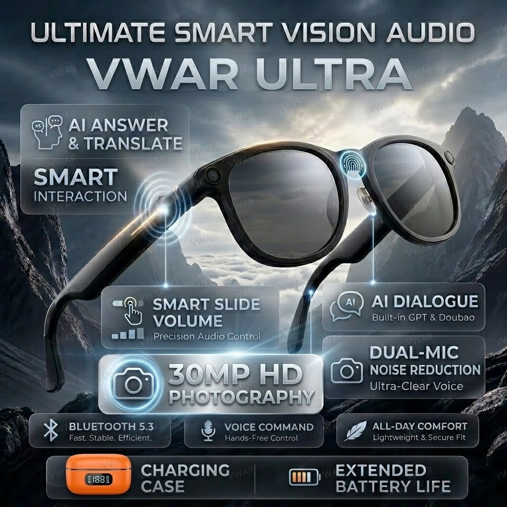 VWAR Smart Glasses with 3600mA - Photography Translate 评论和价格