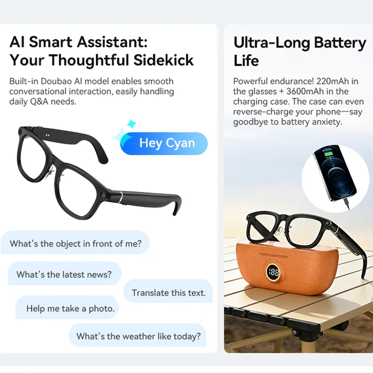 VWAR Smart Glasses with 3600mA - Photography Translate 评论和价格