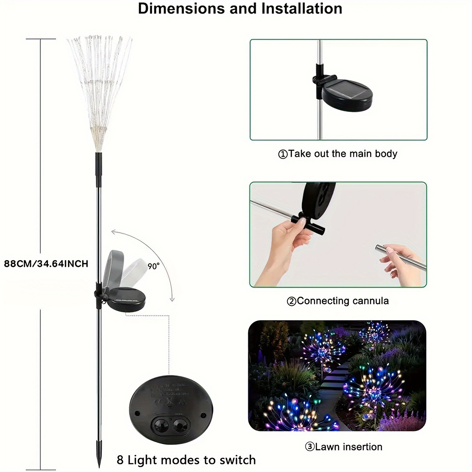 8-Mode Solar Firework Lights w - Photography Yellow Light 评论和价格