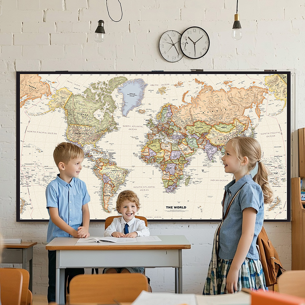 150x225cm Retro World Map Phot - Photography Mapped 评论和价格