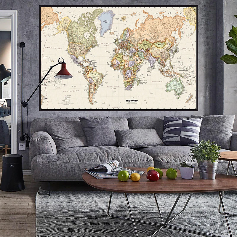 150x225cm Retro World Map Phot - Photography Mapped 评论和价格