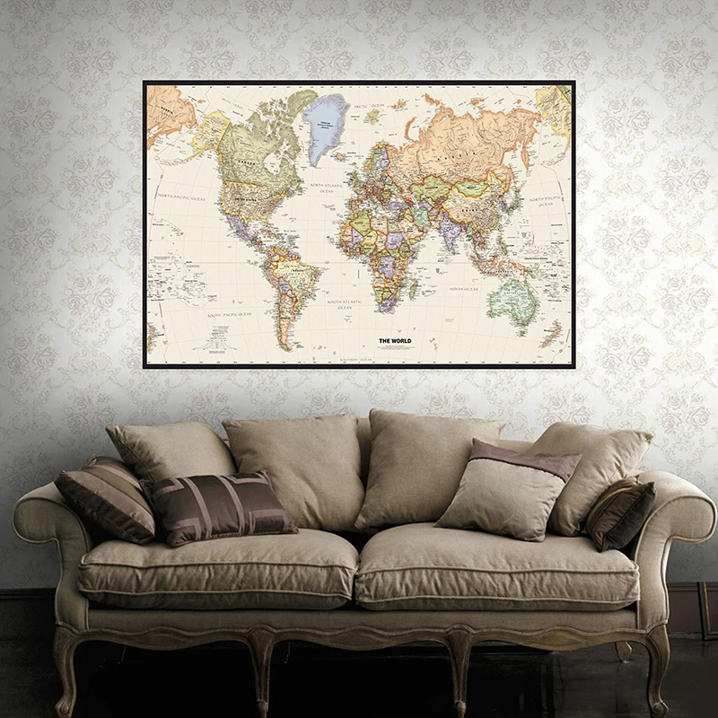150x225cm Retro World Map Phot - Photography Mapped 评论和价格