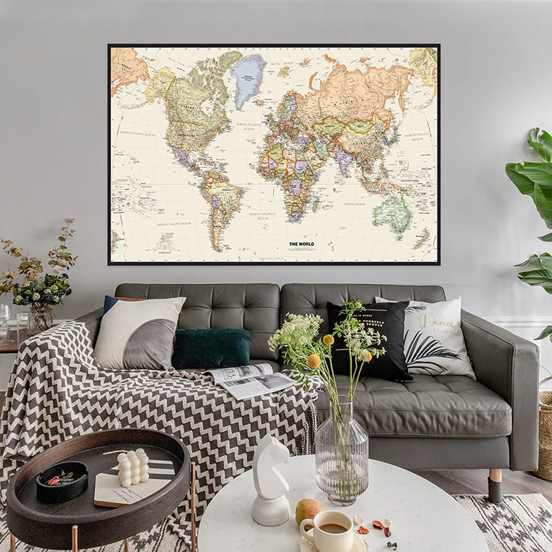 150x225cm Retro World Map Phot - Photography Mapped 评论和价格