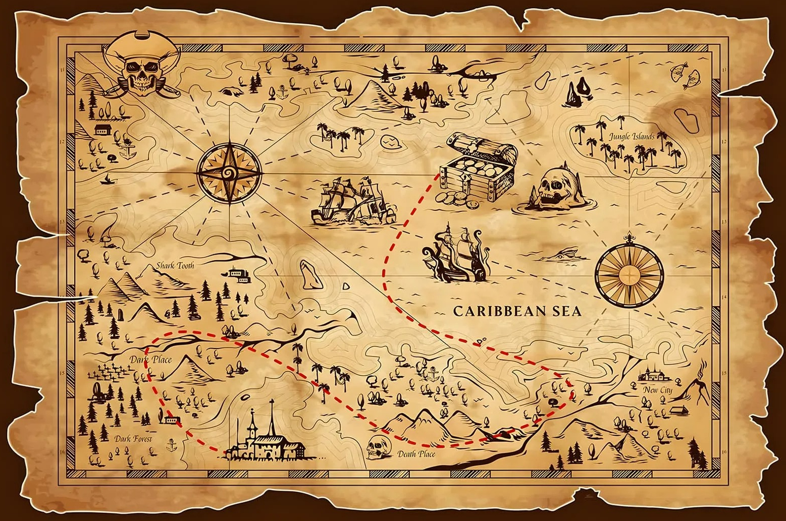 Pirate Treasure Map Tapestry R - Photography Mapped 评论和价格
