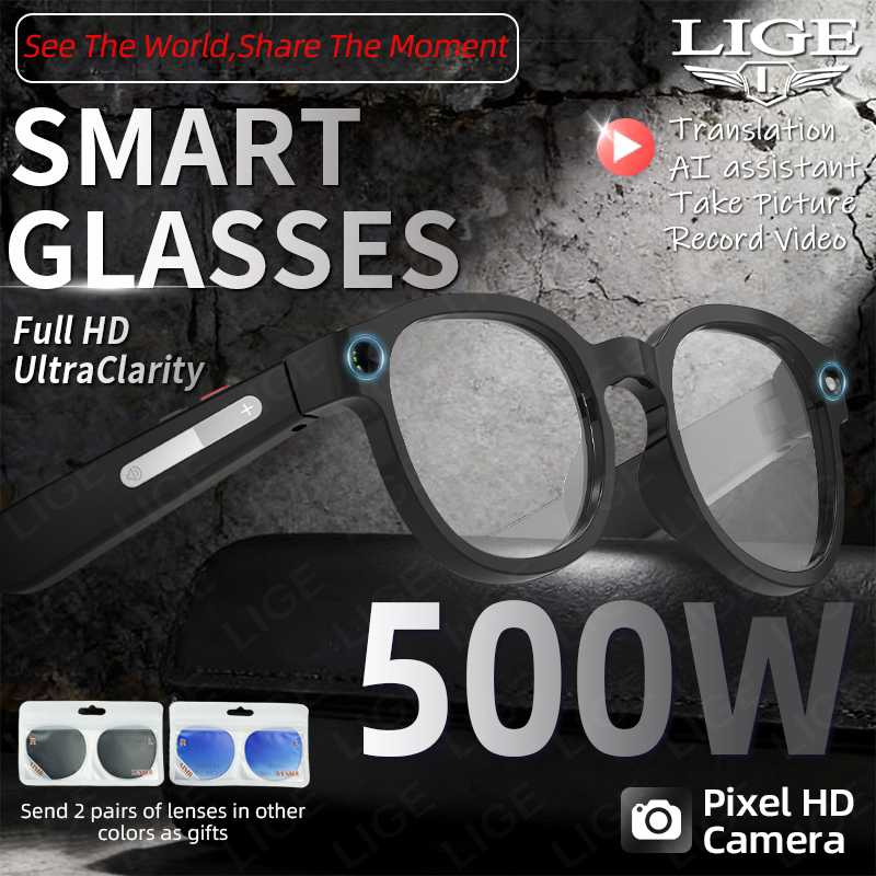 LIGE Smart Sunglasses Men with - Photography Translate 评论和价格