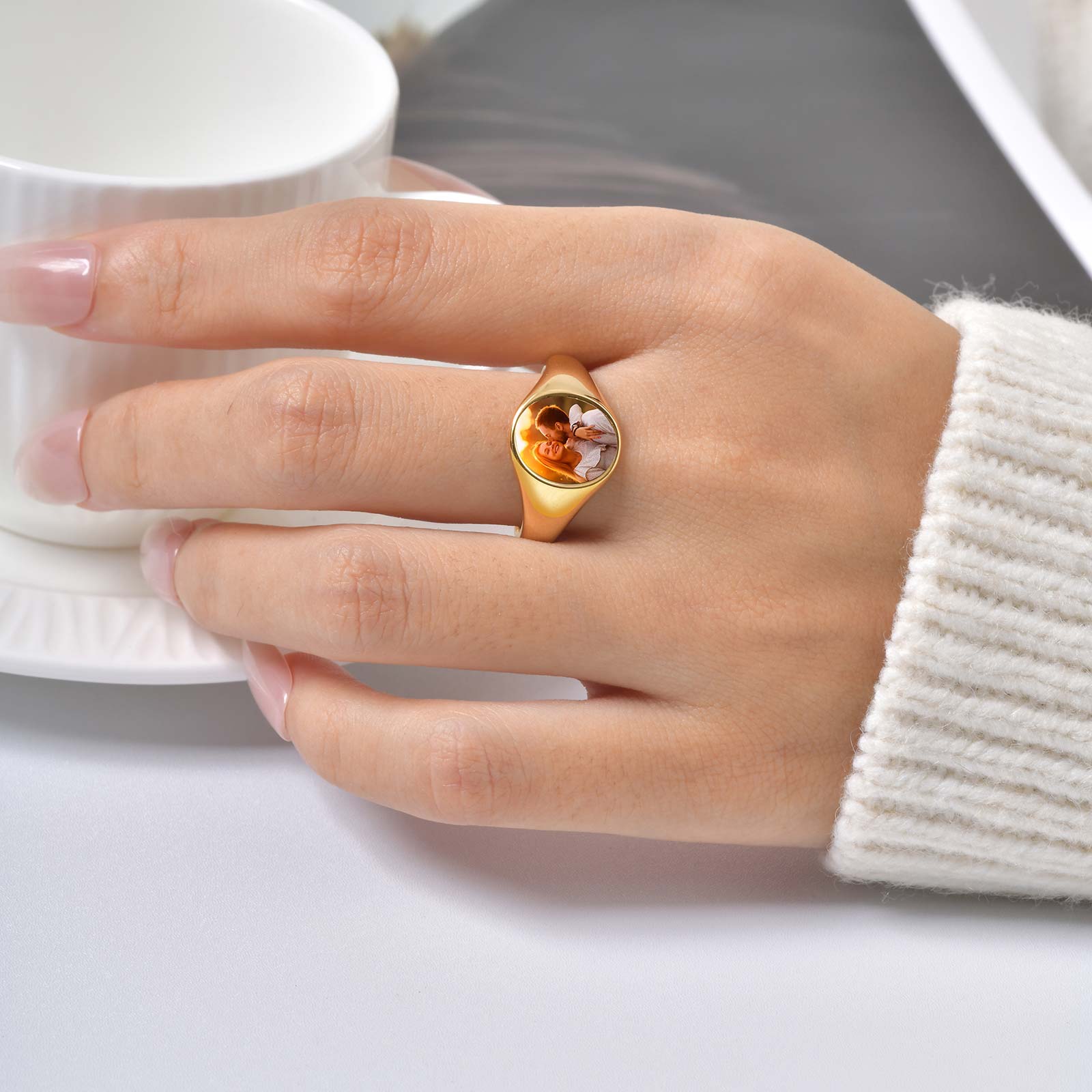 Custom Photo Signet Ring for W - Photography Logo 评论和价格