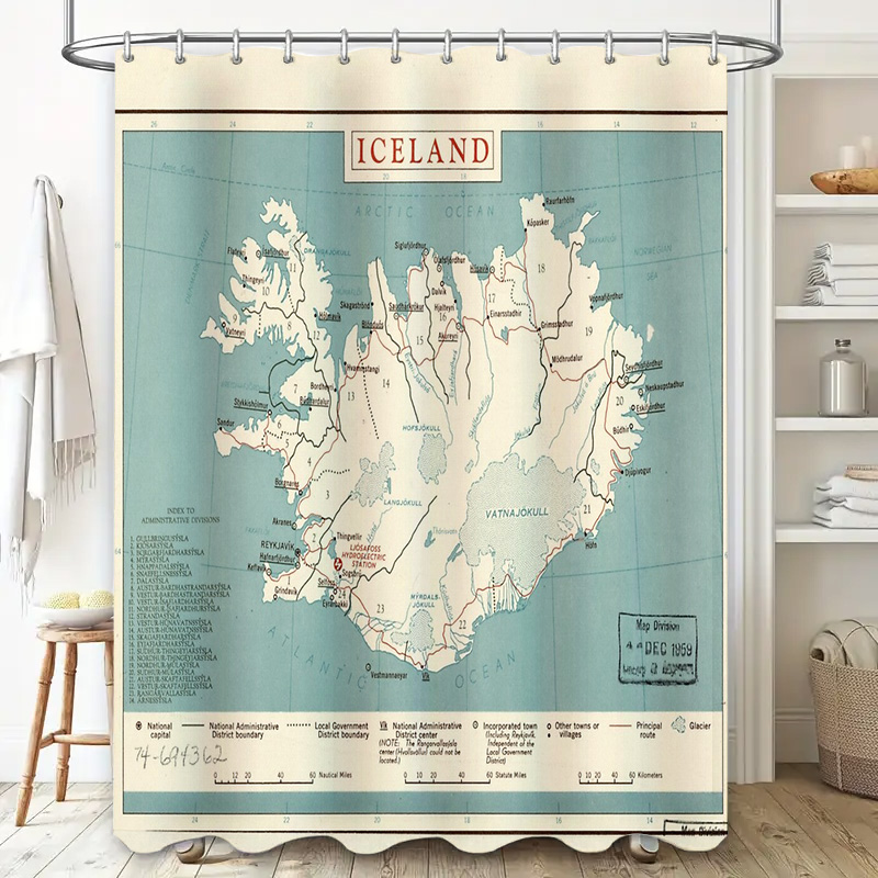Iceland Map Shower Curtain Vin - Photography Mapped 评论和价格