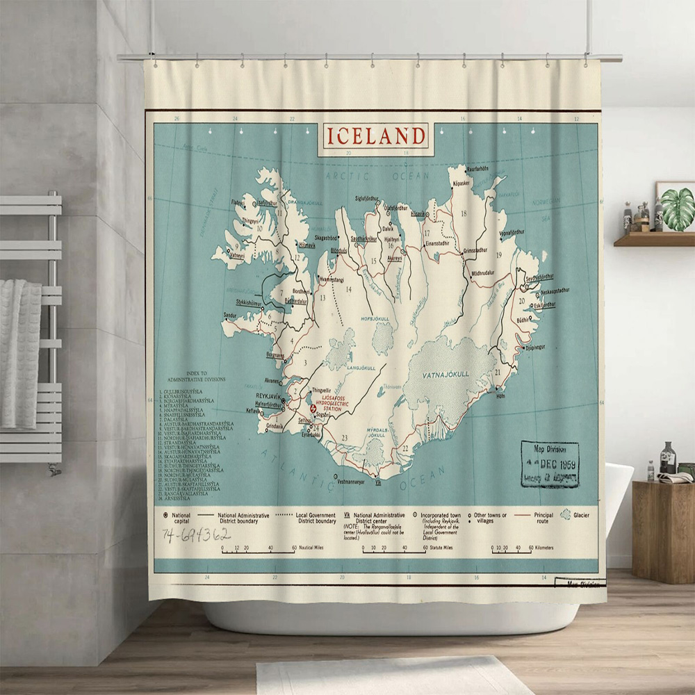 Iceland Map Shower Curtain Vin - Photography Mapped 评论和价格