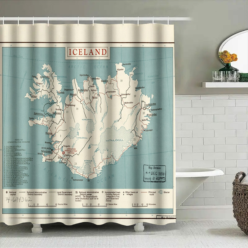 Iceland Map Shower Curtain Vin - Photography Mapped 评论和价格